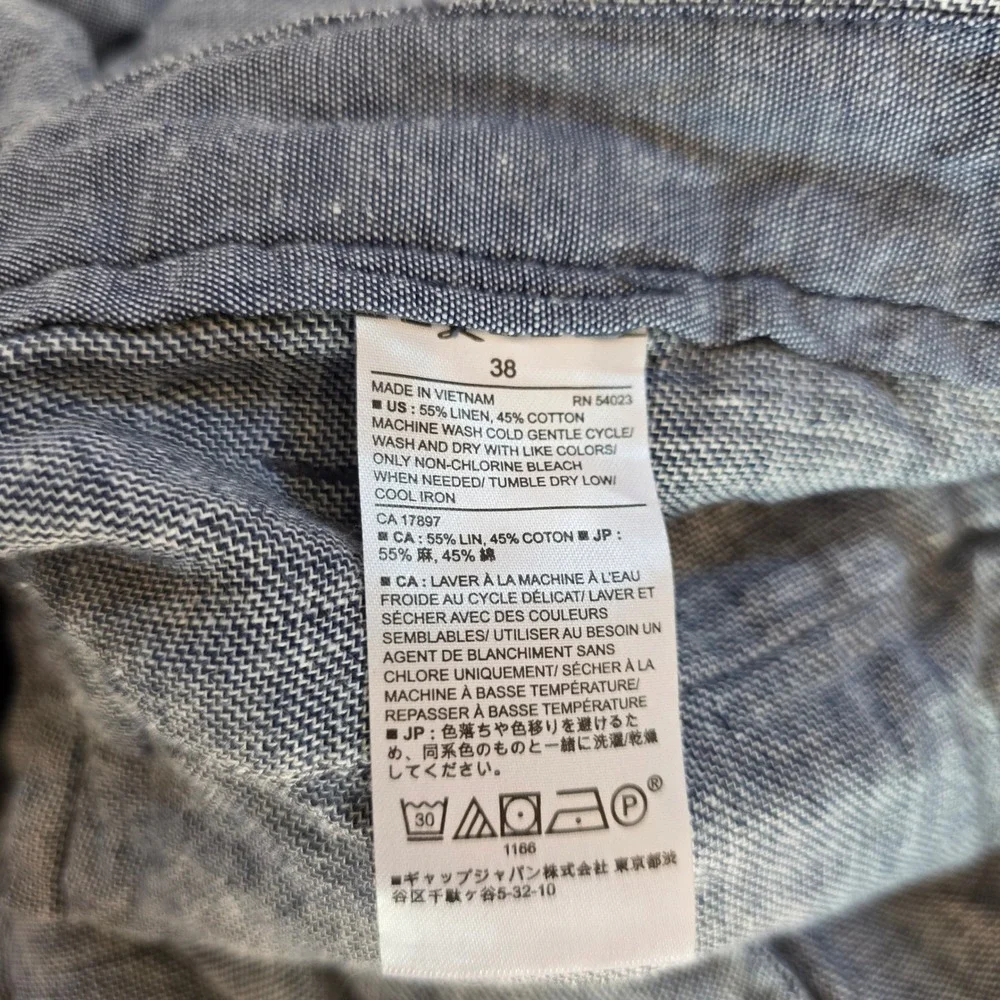 Banana Republic Mens Linen Aiden Shorts Size 38 Blue Cotton Blend Coastal